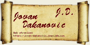 Jovan Dakanović vizit kartica